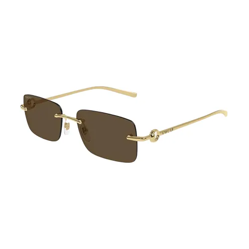 Kính mắt Gucci Kính chống nắng/Sunglasses - Kính Mát Nam Gucci Gold Rectangular Sunglasses GG1703S 004 Màu Vàng Nâu - Vua Hàng Hiệu