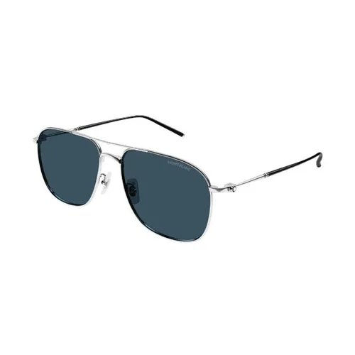 Montblanc - Kính Mát Nam Montblanc MB0417SA 004 Màu Xanh Bạc - Vua Hàng Hiệu