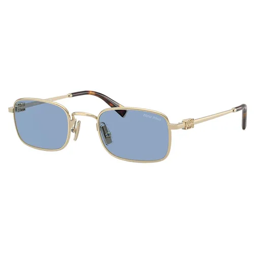 Miu Miu - Kính Mát Nữ Miu Miu 0MU A53S ZVN60O Pale Gold Rectangular Màu Xanh Vàng - Vua Hàng Hiệu