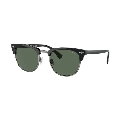 Ralph Lauren - Kính Mát Ralph Lauren Polo PH4217 Round Frame Sunglasses Màu Đen Xanh - Vua Hàng Hiệu