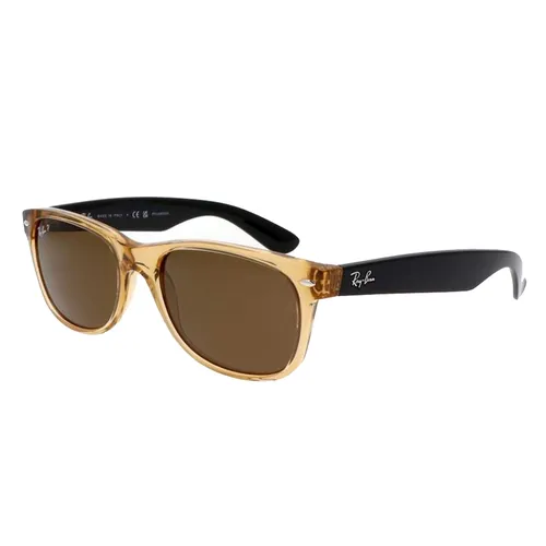 Kính Mát Unisex Rayban Wayfarer Bicolor Polarized Brown RB2132 945/57 55 Sunglasses Màu Đen Nâu