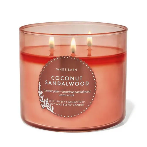 Nến thơm Bath & Body Works - Nến Thơm 3 Bấc Bath & Body Works Coconut Sandalwood 3-Wick Candle 411g - Vua Hàng Hiệu