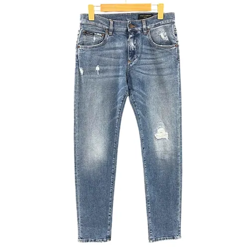 Thời trang - Quần Jean Nam Dolce & Gabbana D&G Wash Rách 2 Đùi Slim GY07CD G8DO0 S9001 Màu Xanh Size 44 - Vua Hàng Hiệu