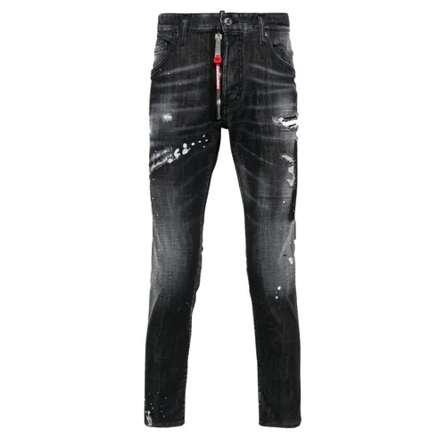 Thời trang DSquared2 Nam - Quần Jean Nam Dsquared2 Wash Skater Khóa Đỏ S74LB1451 S30357 900 Màu Đen Xám Size 44 - Vua Hàng Hiệu
