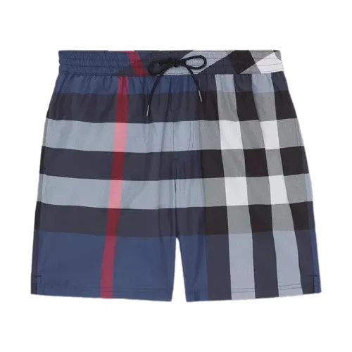 Quần Short Nam Burberry Exaggerated Check Drawcord Swim Shorts Màu Xanh Navy Size S - Thời trang - Vua Hàng Hiệu