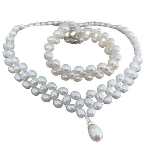 Trang sức Trắng - Set Dây Chuyền + Vòng Đeo Tay Nữ Minh Hà Pearl Jewelry Ngọc Trai Màu Trắng - Vua Hàng Hiệu