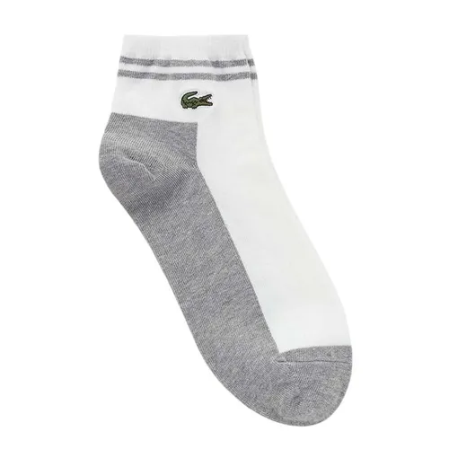Thời trang Tất - Tất Nam Lacoste Men's Color Block Mid Socks RA690E - 70V Màu Xám Trắng - Vua Hàng Hiệu