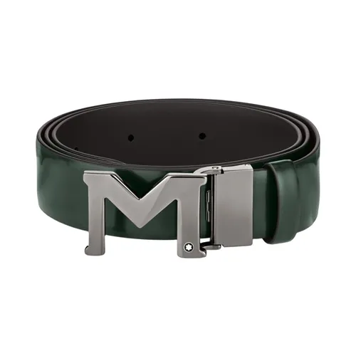 Thắt lưng Montblanc Nam - Thắt Lưng Nam Montblanc M Buckle Brushed Green/Brown 35mm Reversible Leather Belt Màu Xanh Green - Vua Hàng Hiệu