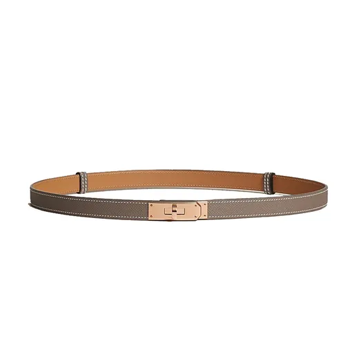 Thắt lưng - Thắt Lưng Nữ Hermès Kelly 18 Belt Étoupe H069853CD18 Màu Xám Nâu (Khóa Mạ Vàng Hồng) - Vua Hàng Hiệu