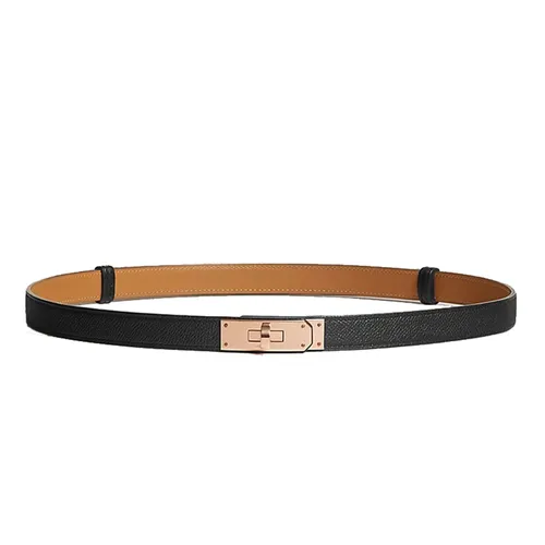 Thắt lưng - Thắt Lưng Nữ Hermès Kelly 18 Belt Noir H069853CD89 Màu Đen Nâu (Khóa Mạ Vàng Hồng) - Vua Hàng Hiệu