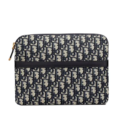 Túi xách Dior - Túi Cầm Tay Unisex Dior Blue Dior Oblique Jacquard Màu Xanh Be - Vua Hàng Hiệu