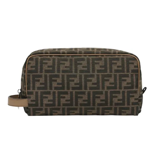 Túi xách - Túi Cầm Tay Fendi FF Jacquard Small Toiletry Case In Brown ALWK 7N0151 F1HRM Màu Nâu - Vua Hàng Hiệu