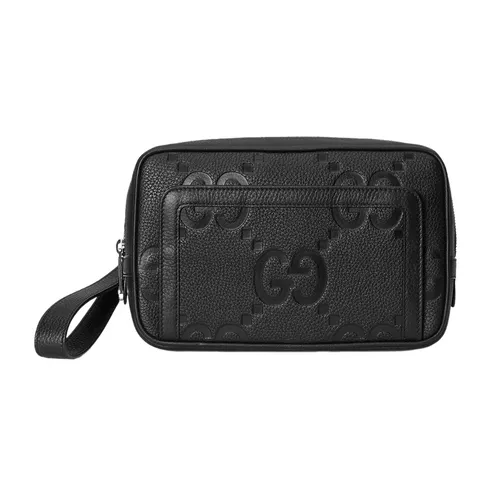 Túi xách Nam - Túi Cầm Tay Nam Gucci Jumbo GG Pouch 760224 AABY0 1000 Màu Đen - Vua Hàng Hiệu