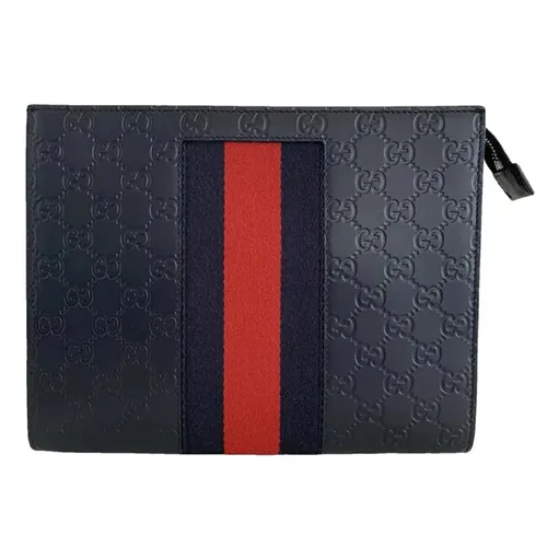 Túi xách Nam - Túi Cầm Tay Nam Gucci Leather Bag Leather Clutch Màu Xanh Navy - Vua Hàng Hiệu