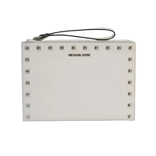 Túi xách Michael Kors - Túi Cầm Tay Nữ Michael Kors MK Jet Set Travel Xl Zip Wristlet Clutch 35H9STVW6L Màu Trắng - Vua Hàng Hiệu