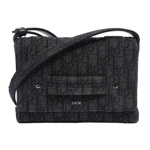 Túi xách Nam - Túi Đeo Chéo Nam Dior Oblique Flap Crossbody Bag Màu Đen - Vua Hàng Hiệu
