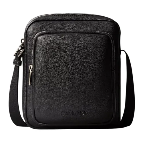 Túi xách Calvin Klein - Túi Đeo Chéo Nam Calvin Klein Micro Pebble Reporter Bag Crossbody Màu Đen - Vua Hàng Hiệu