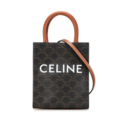 Celine - Túi Đeo Chéo Nữ Celine Mini Vertical Hippo Triomphe 19437 2BZK 04LU Shoulder Bag Màu Nâu - Vua Hàng Hiệu
