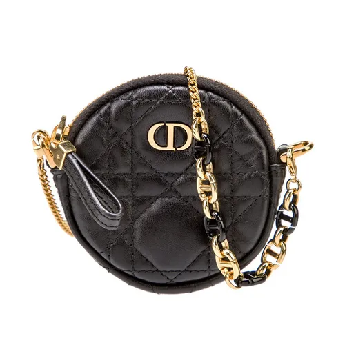 Túi xách Dior - Túi Đeo Chéo Nữ Dior Cannage Round Caro Pouch Màu Đen - Vua Hàng Hiệu