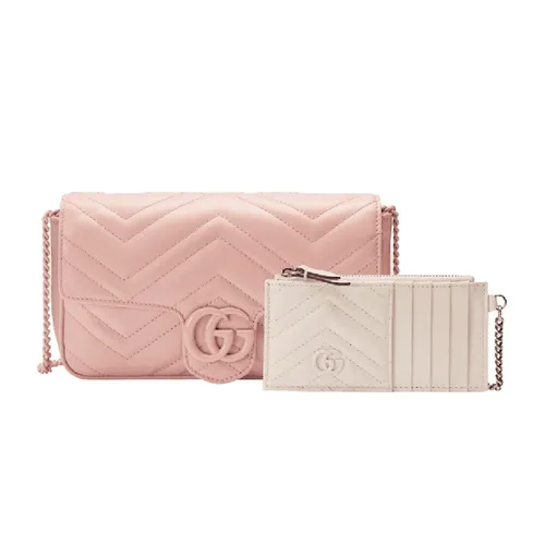 Túi xách Gucci - Túi Đeo Chéo Nữ Gucci GG Marmont Super Mini Bag Pink Màu Hồng (Kèm Ví Đựng Thẻ) - Vua Hàng Hiệu
