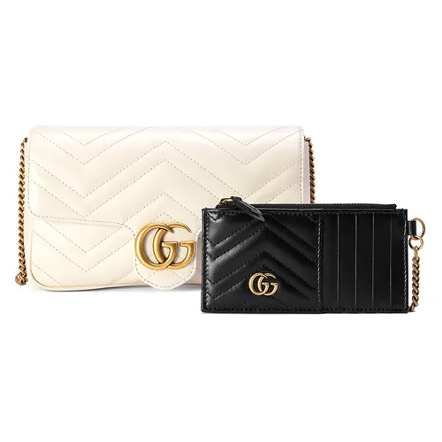 Túi xách Gucci - Túi Đeo Chéo Nữ Gucci GG Marmont Mini Leather Cross-Body Bag Màu Trắng Kem (Kèm Ví Đựng Thẻ) - Vua Hàng Hiệu