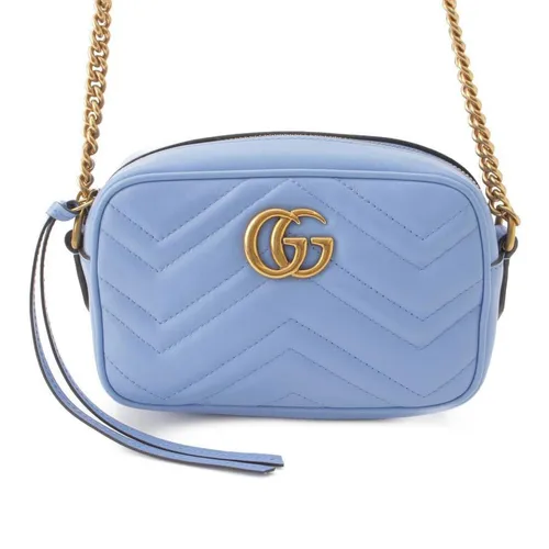 Túi xách Xanh Blue - Túi Đeo Chéo Nữ Gucci GG Marmont Quilted Leather 448065 Màu Xanh Blue - Vua Hàng Hiệu