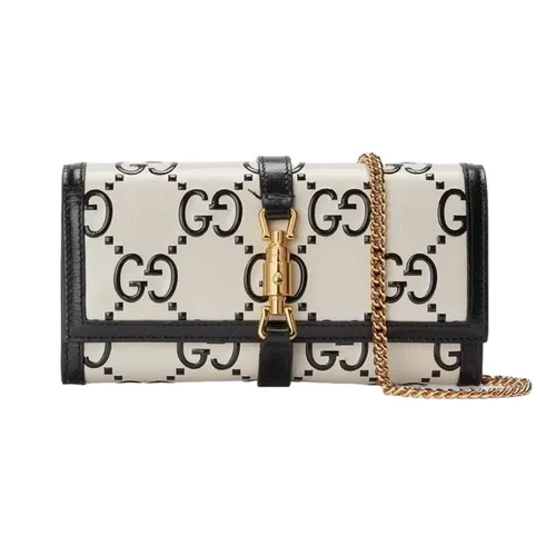 Túi Đeo Chéo Nữ Gucci Jackie 1961 GG Chain Wallet 652681UGMBG9063 Màu Kem Phối Đen