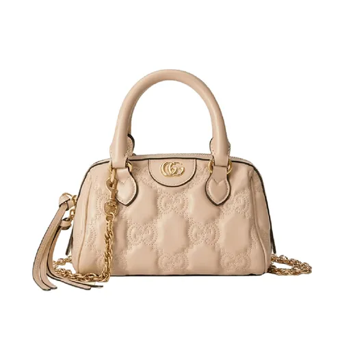 Túi xách Gucci - Túi Đeo Chéo Nữ Gucci Mini Top-Handle Bag In GG Matelassé Leather Màu Be - Vua Hàng Hiệu