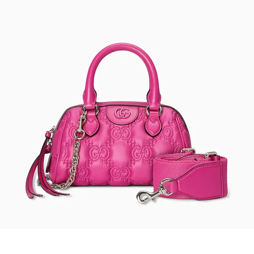 Túi xách Gucci - Túi Đeo Chéo Nữ Gucci Mini Top-Handle Bag In GG Matelassé Leather Màu Hồng - Vua Hàng Hiệu