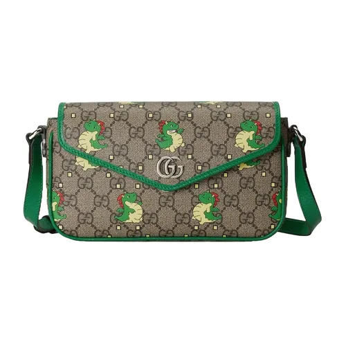Túi Đeo Chéo Nữ Gucci Surdragon Double G Mini Crossbody Bag Màu Xám Phối Xanh