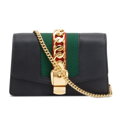 Túi Đeo Chéo Nữ Gucci Sylvie Leather Mini Chain Bag 494646-CWLSG-1060 Màu Đen - Túi xách - Vua Hàng Hiệu