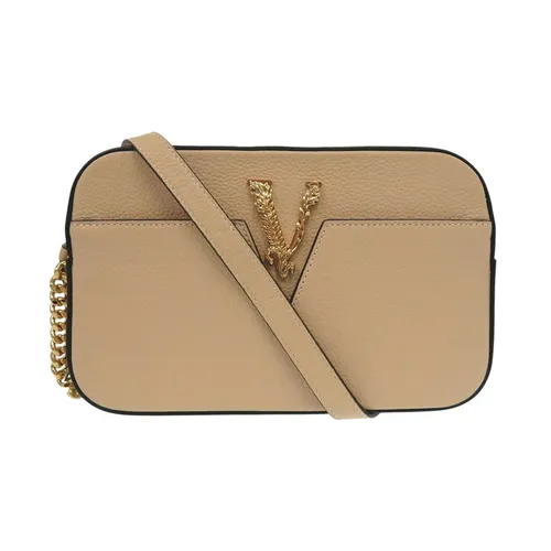 Túi xách Versace Nữ - Túi Đeo Chéo Nữ Versace Virtus Metal Icon Crossbody Bag Màu Be - Vua Hàng Hiệu