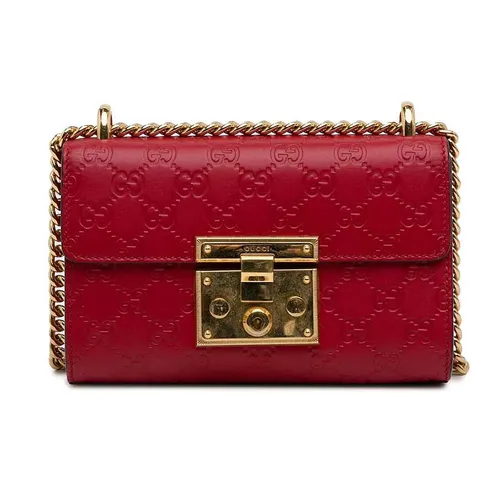 Túi xách Gucci - Túi Đeo Vai Nữ Gucci Small Guccissima Padlock Shoulder Bag Màu Đỏ - Vua Hàng Hiệu