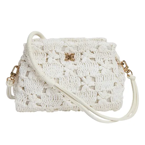 Túi Đeo Vai Nữ Sam Edelman Layla Floral Raffia Shoulder Bag/Clutch Eggshell Raffia Blanc White Màu Trắng