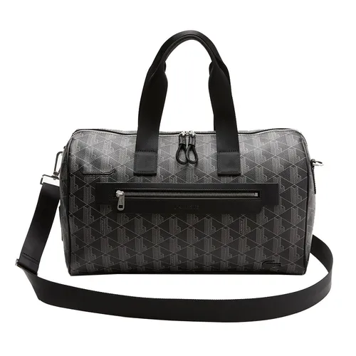 Túi xách PVC, Da Mỹ - Túi Trống Du Lịch Lacoste Boston Bag Monogram NU4259LX Màu Đen Xám - Vua Hàng Hiệu