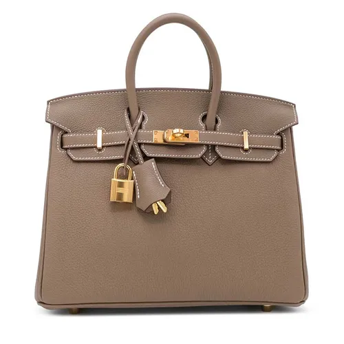 Túi xách Hermès - Túi Xách Tay Nữ Hermès Etoupe Togo Birkin 25 Gold Hardware Màu Xám - Vua Hàng Hiệu