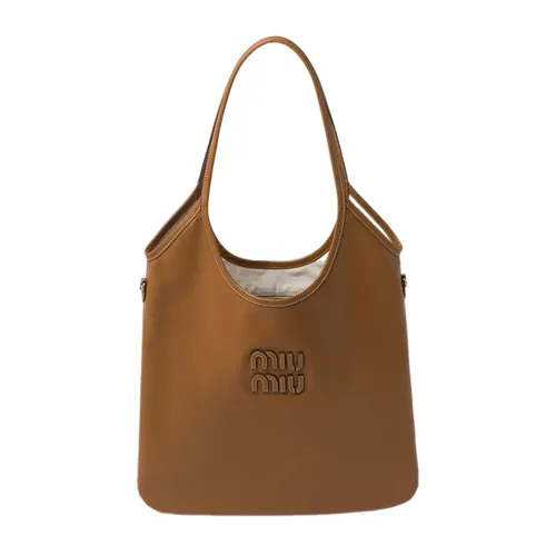 Miu Miu - Túi Xách Tay Nữ Miu Miu IVY Leather Bag Màu Nâu - Vua Hàng Hiệu