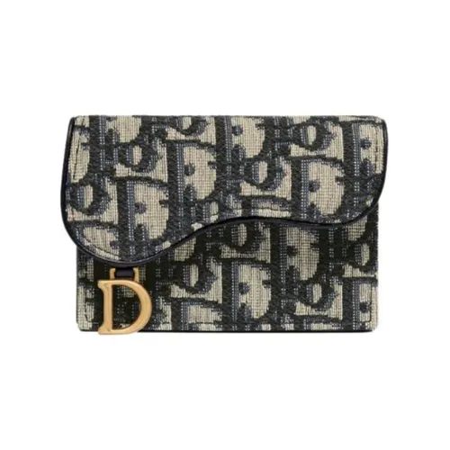 Túi xách Dior - Ví Đựng Thẻ Nữ Dior Saddle Flap Card Holder S5611CTZQ-M928 Màu Xanh Be - Vua Hàng Hiệu