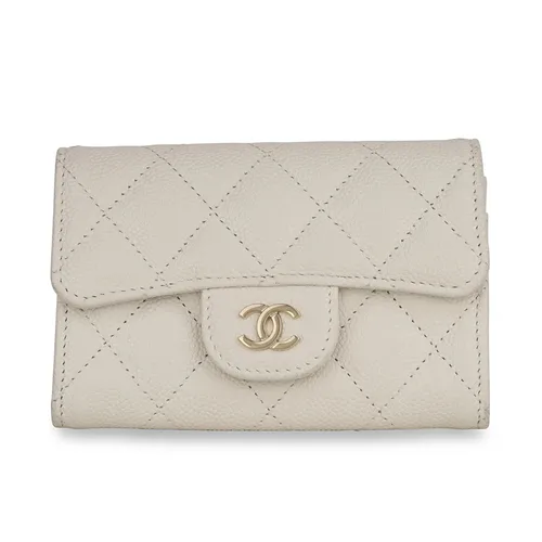 Túi xách Chanel - Ví Đựng Thẻ Nữ Chanel Classic Flap Card Holder Caviar Màu Trắng Kem - Vua Hàng Hiệu