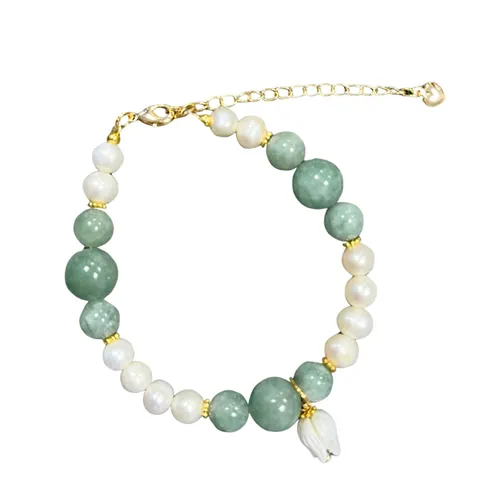 Trang sức Vòng đeo tay - Vòng Đeo Tay Nữ Kya Jewel Ngọc Trai Jade Blossom JB21 Màu Trắng/Xanh/Vàng - Vua Hàng Hiệu