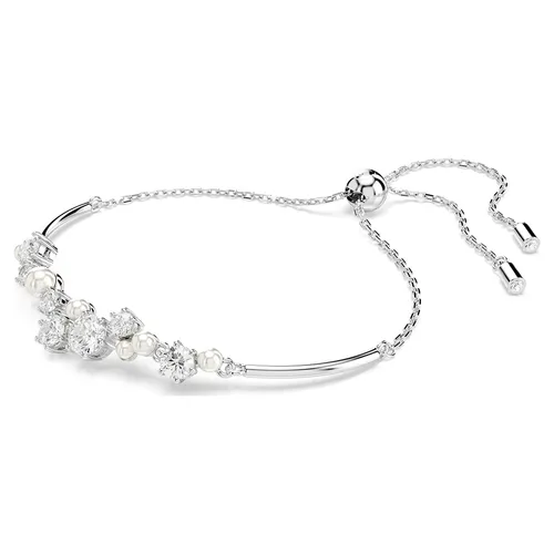 Vòng Đeo Tay Nữ Swarovski Constella Bangle Crystal Pearl, Round Cuts, White, Rhodium Plated 5705618 Màu Bạc