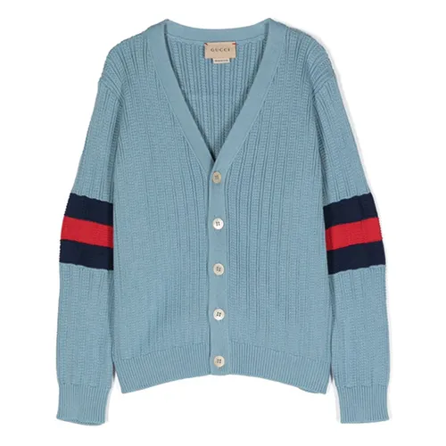 Áo Cardigan Nữ Gucci Kids Rib Cotton 764115XKDRX4711 Màu Xanh Kẻ Size 12Y - Thời trang - Vua Hàng Hiệu