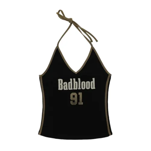 Badblood - Áo Hai Dây Nữ Badblood Vintage Club Halter Tank Black W-TNK25-025 Màu Đen - Vua Hàng Hiệu
