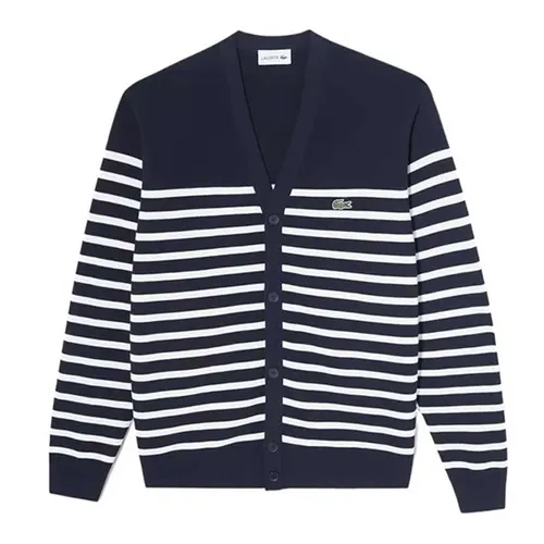 Áo Len Cardigan Nam Lacoste Men's Marine Stripe Cardigan AH124E 54G IXQ Màu Xanh Trắng Size S - Thời trang - Vua Hàng Hiệu