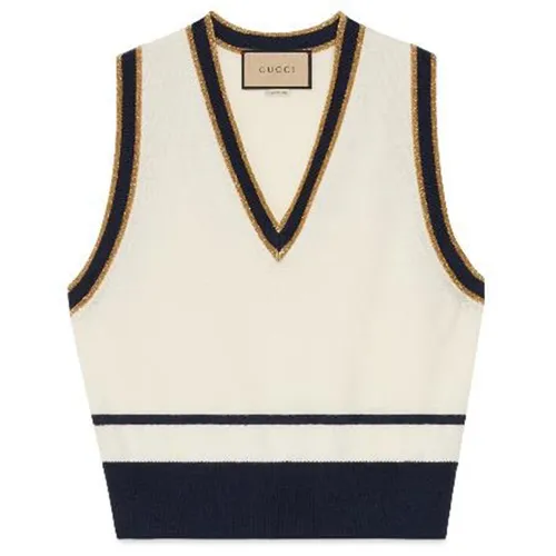 Thời trang - Áo Len Gile Nữ Gucci Women's Fine Wool Vest Ivory 727431XKCNW9661 Màu Trắng Kem Size L - Vua Hàng Hiệu
