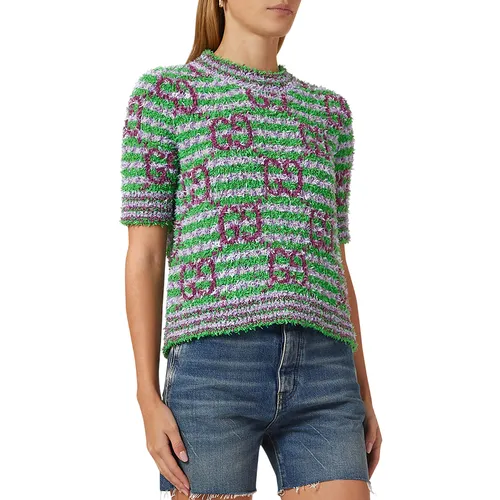 Thời trang Gucci Áo len - Áo Len Nữ Gucci Maxi GG Sweater In Cotton Short Sleeves Màu Xanh Lá Size XS - Vua Hàng Hiệu