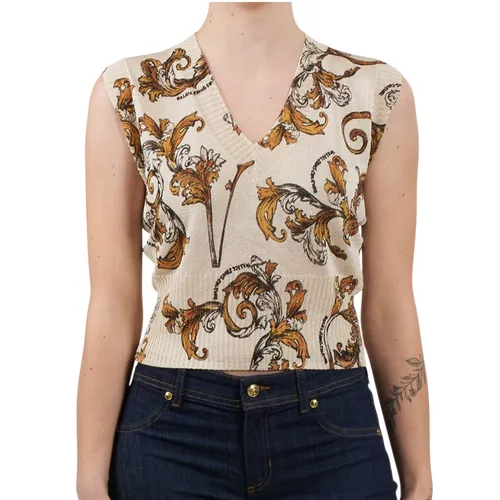 Áo Len Nữ Versace Jean Conture 78HAFM06 CMN45 G89 Màu Nâu Kem Size S - Thời trang - Vua Hàng Hiệu