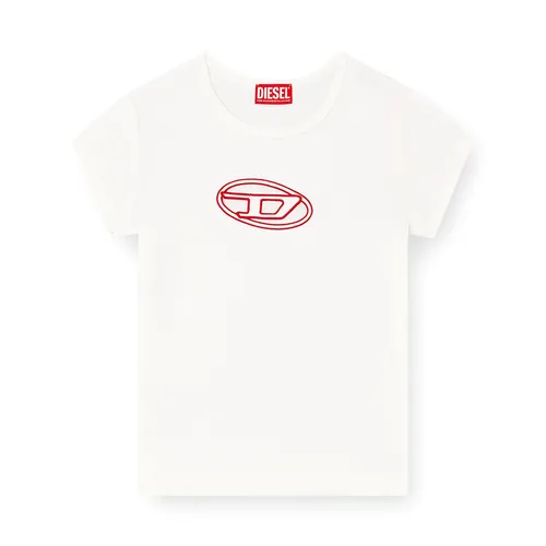 Thời trang - Áo Phông Nữ Diesel With Peekaboo Logo T-shirt A06268 0AFAA 141A Màu Trắng Size S - Vua Hàng Hiệu