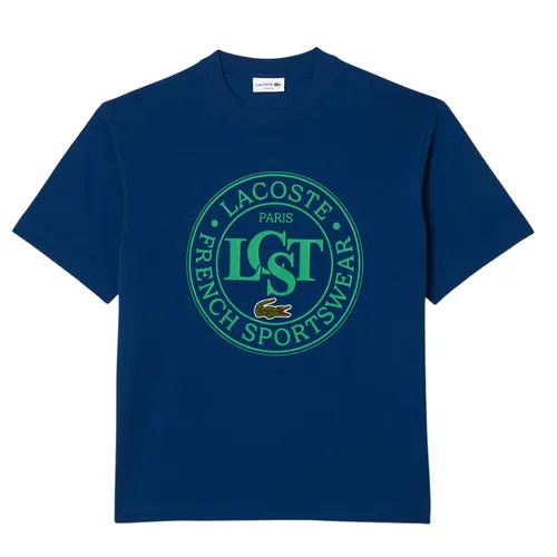 Thời trang - Áo Phông Nam Lacoste Loose Fit Heavy Cotton Printed T-Shirt TH2753 10 HBM Màu Xanh Dương Size 2 - Vua Hàng Hiệu