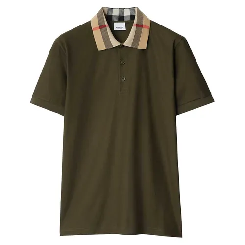 Áo Polo Nam Burberry Checkered-collar Cotton Polo Shirt Màu Xanh Rêu Size S